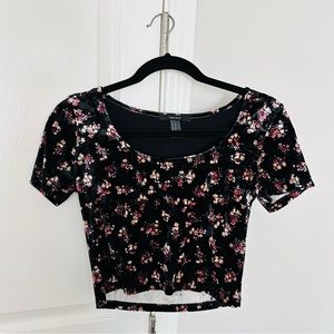 Ditsy Floral Velvet Crop Top Baby Tee